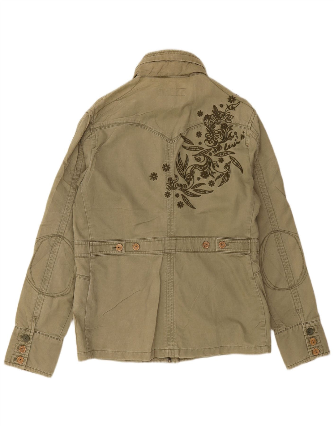 Damska kurtka użytkowa z kapturem Levi's UK 16, duża, bawełniana khaki