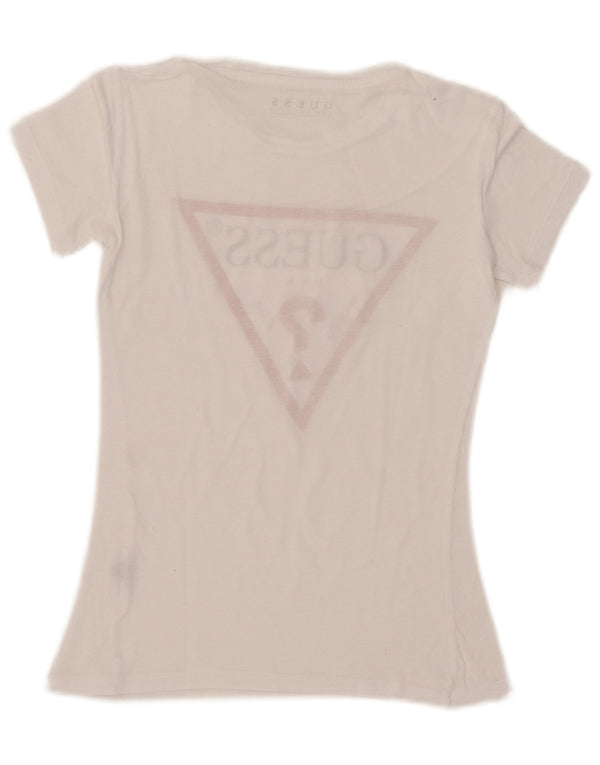 Damski T-shirt Guess Crop Graphic Top UK 6 XS Biały