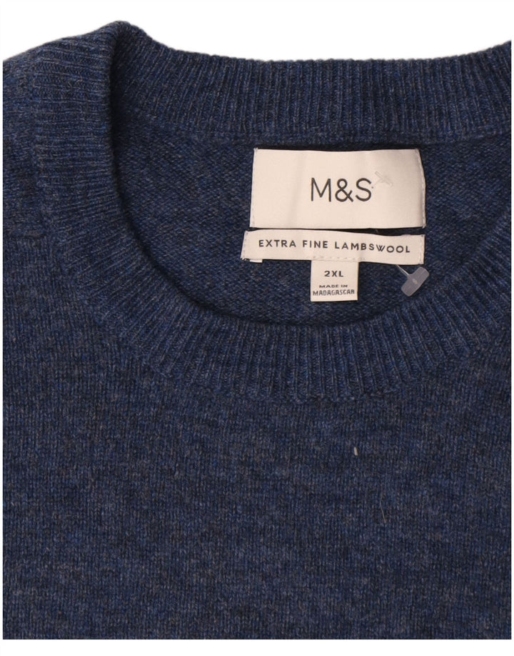 Marks & Spencer Męski sweter z okrągłym dekoltem, 2XL, granatowy, nakrapiany