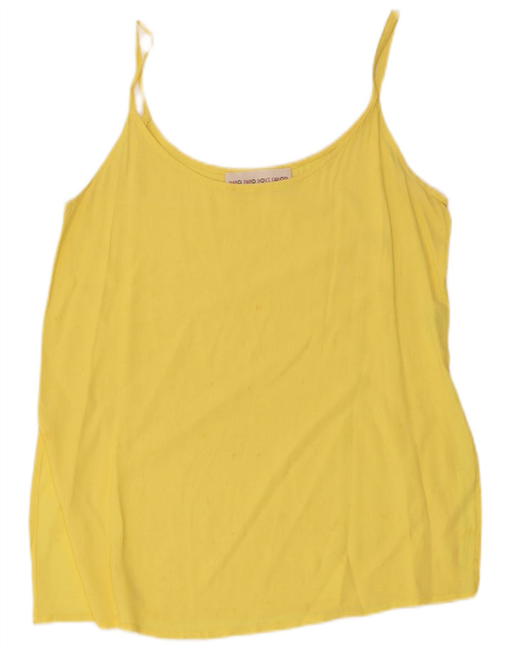 Vintage damski top na ramiączkach IT 44, średni żółty octan