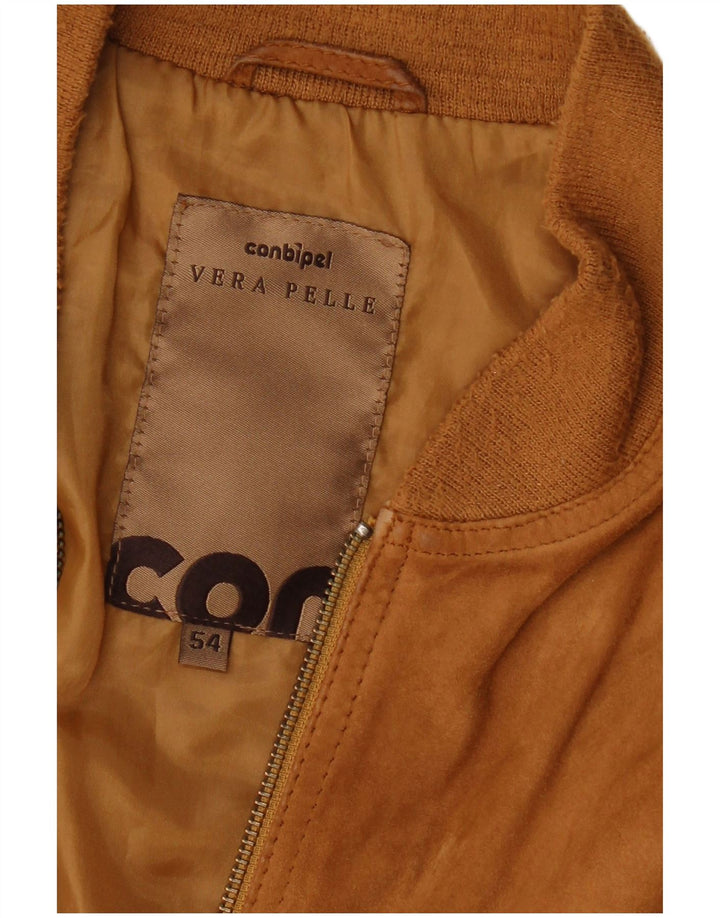 Conbipel Męska zamszowa kurtka bomber IT 54 XL Brązowa skóra