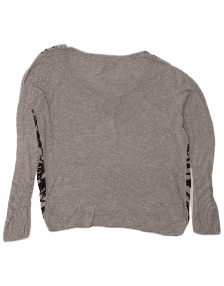 Damski sweter MOSSIMO z dekoltem w łódkę, UK 16/18, duży, szary w kwiaty