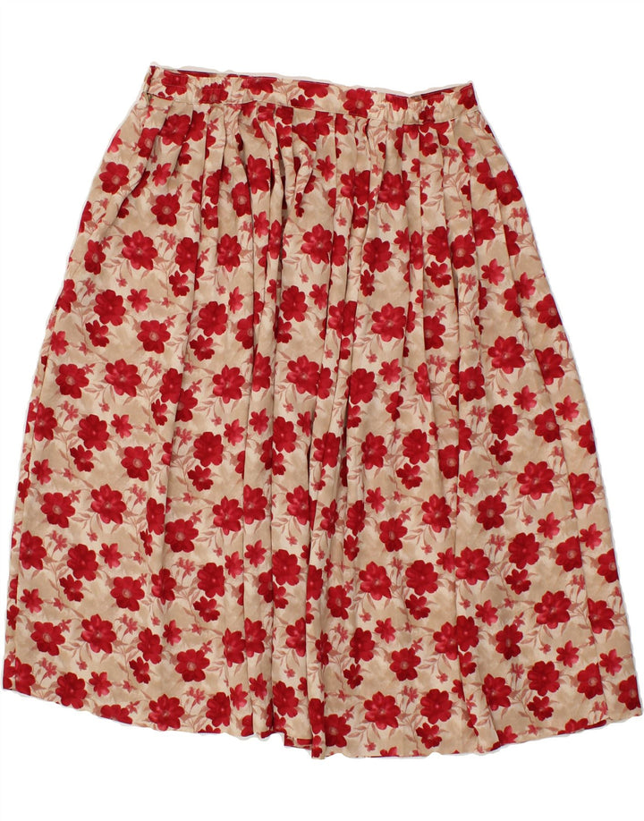 EWM Womens Pleated Skirt UK 16 Large W32 Red Floral Polyester Vintage EWM and Second-Hand EWM from Messina Hembry 