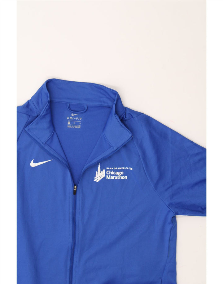 NIKE Womens Dri Fit Graphic Tracksuit Top Jacket UK 14 Medium Blue Vintage Nike and Second-Hand Nike from Messina Hembry 