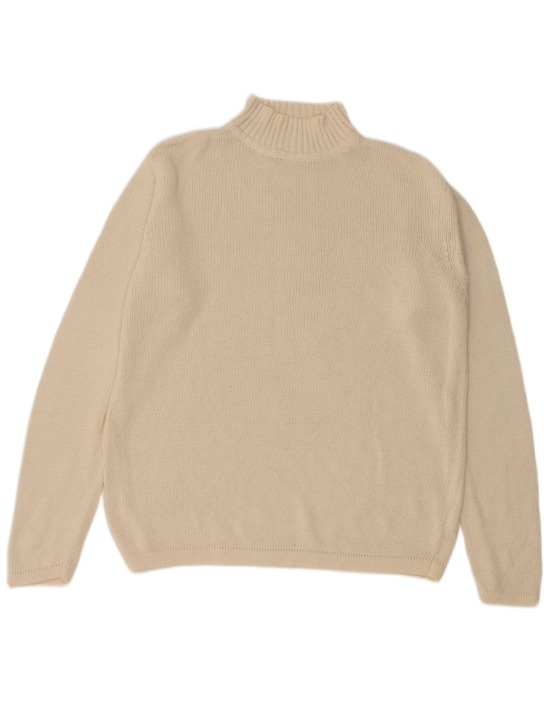 Męski sweter z golfem Eddie Bauer, średniej wielkości złamanej bieli, bawełniany
