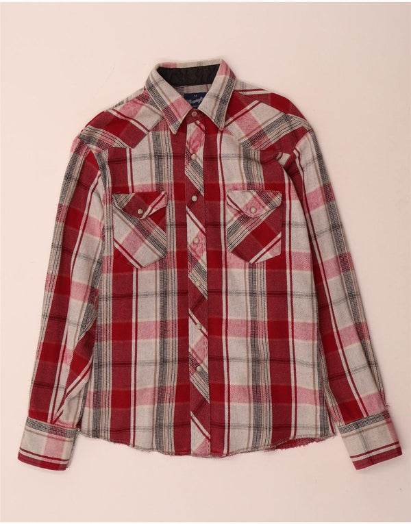 Wrangler Mens Flannel Shirt Medium Red Check