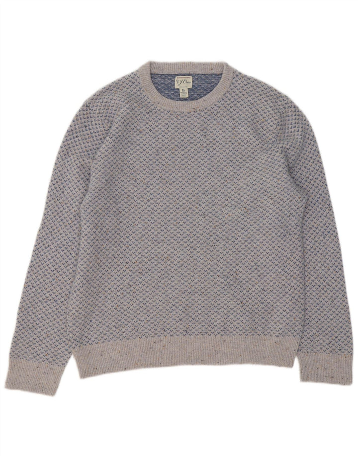 J. CREW Damski sweter z dekoltem w łódkę UK 18 XL Niebieska wełna Fair Isle