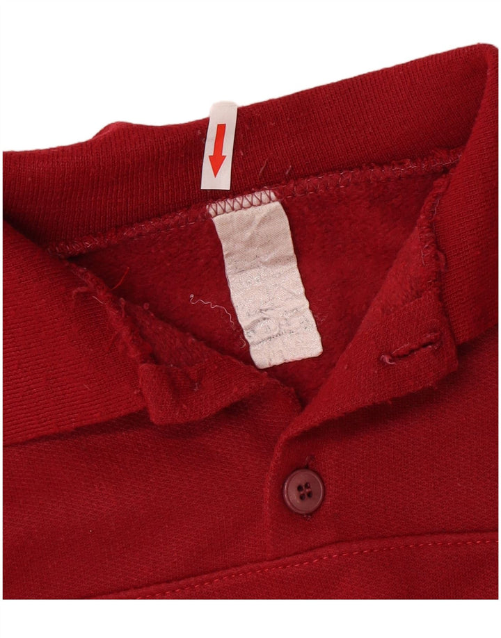 Vintage męska bluza polo z dekoltem w serek, duża czerwona