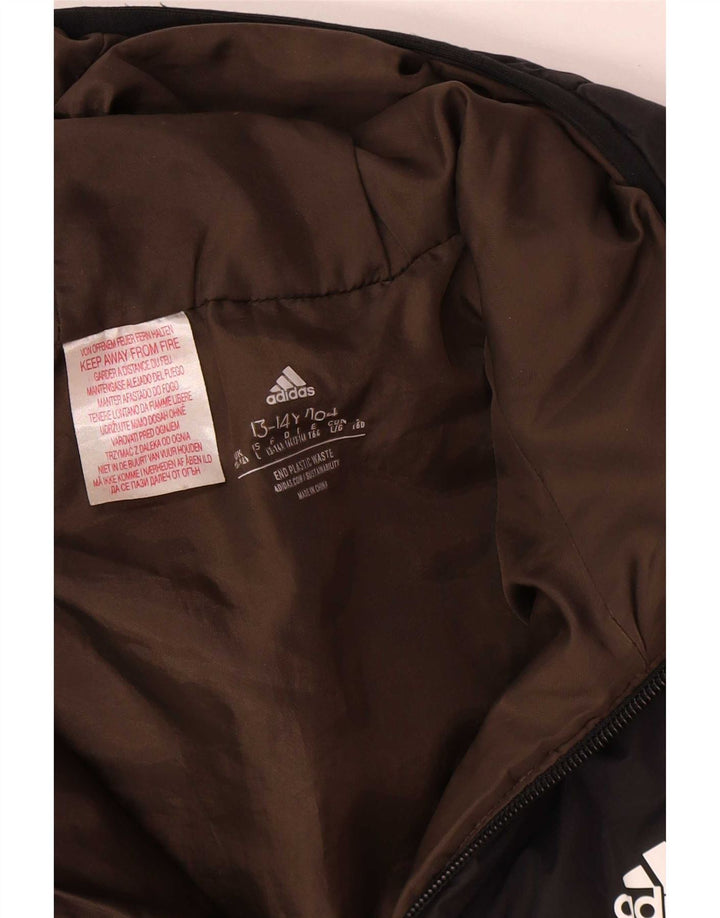 Chłopięca wyściełana kurtka z kapturem Adidas 13-14 lat Khaki, poliester z blokami kolorów