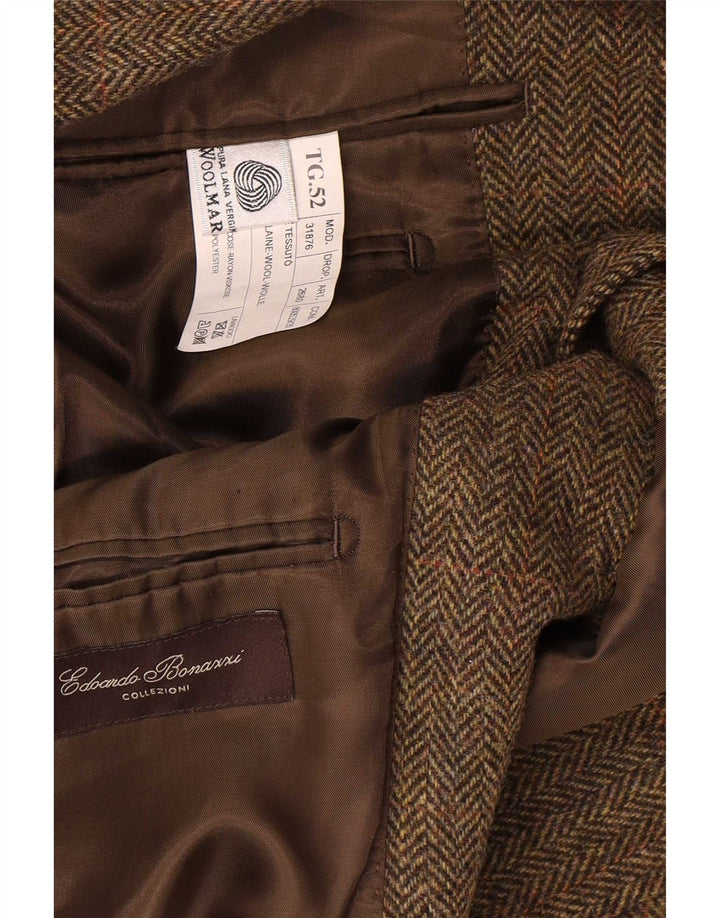 Vintage męska marynarka zapinana na 3 guziki IT 52 XL Khaki, wełna w jodełkę