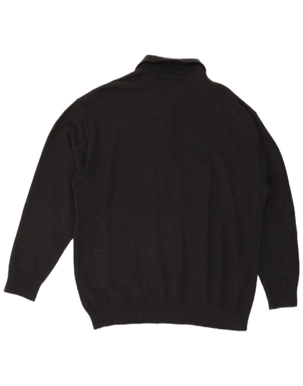 Engbers Mens Polo Neck Jumper Sweater IT 54 XL Black Geometric Wool