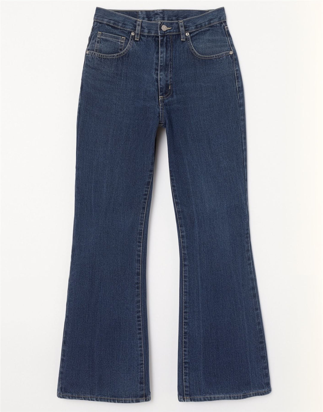 Dzikie jeansy damskie z wysokim stanem, rozkloszowane IT 42 Medium W26 L30 Niebieska bawełna