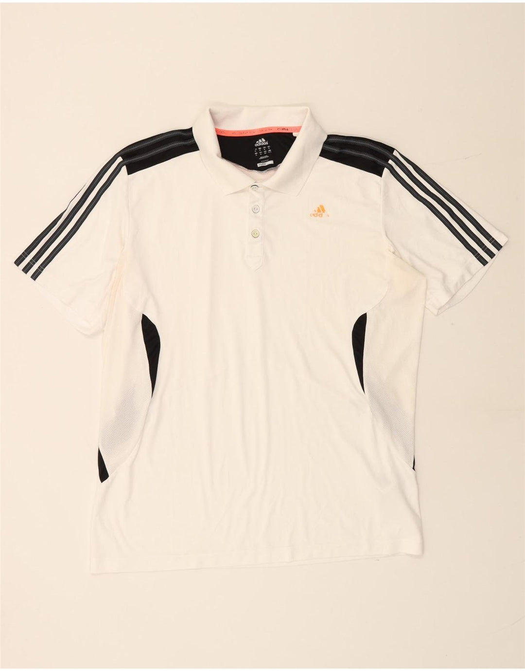 Męska koszulka polo ADIDAS Climacool XL, biały, poliester z blokami kolorów