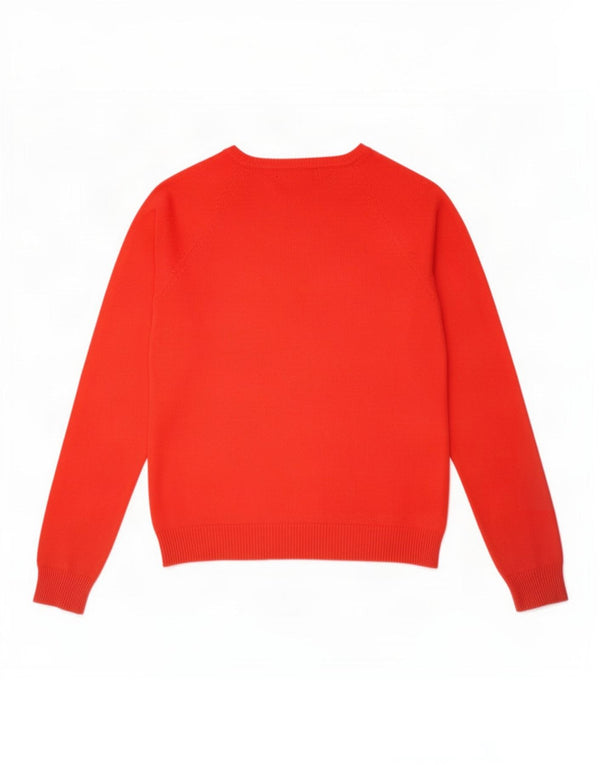 Sweter damski Zara z dekoltem w kształcie litery V, UK 14, duży, czerwony, bawełniany