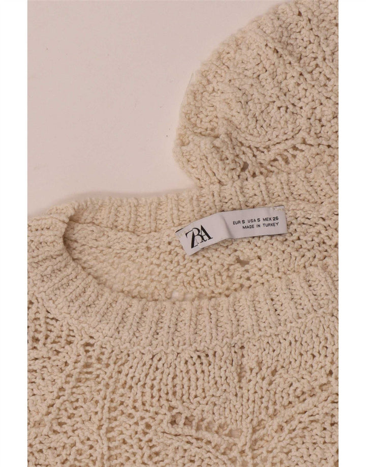 Damski, oversize'owy, szydełkowy top Zara UK 10 Small Beige