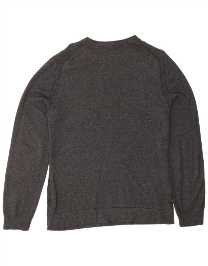 Męski sweter z okrągłym dekoltem HUGO BOSS, średnioszary, bawełniany