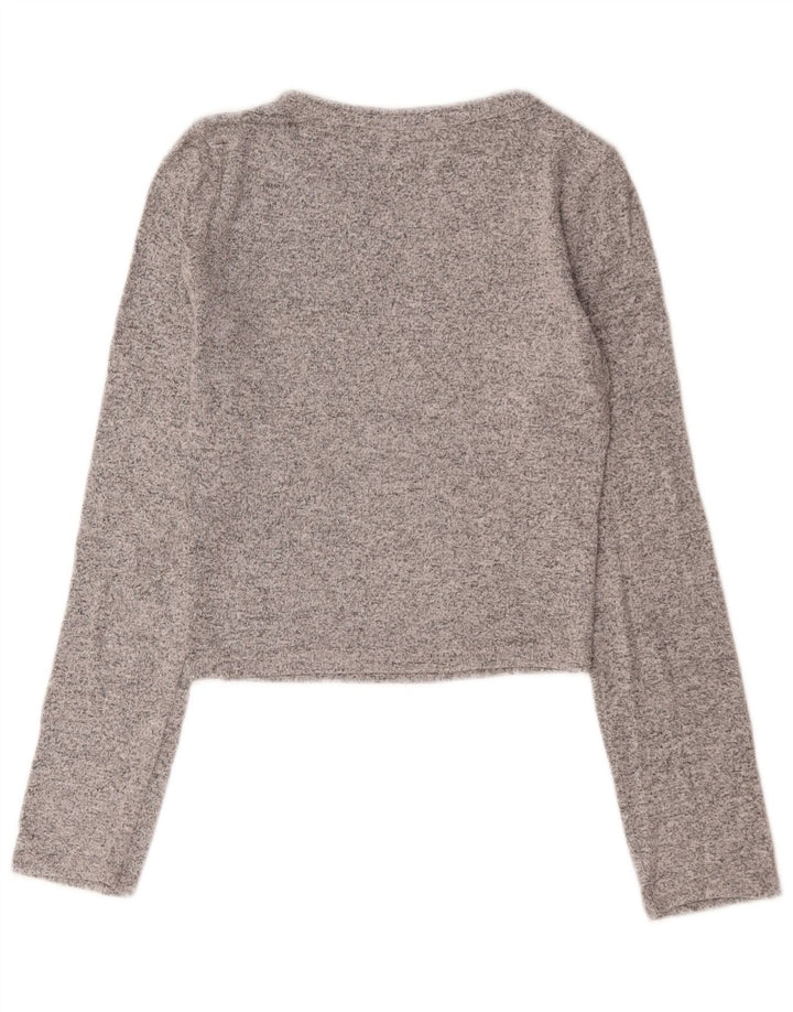 Damski krótki top Zara z długim rękawem UK 8 Small, szara wiskoza