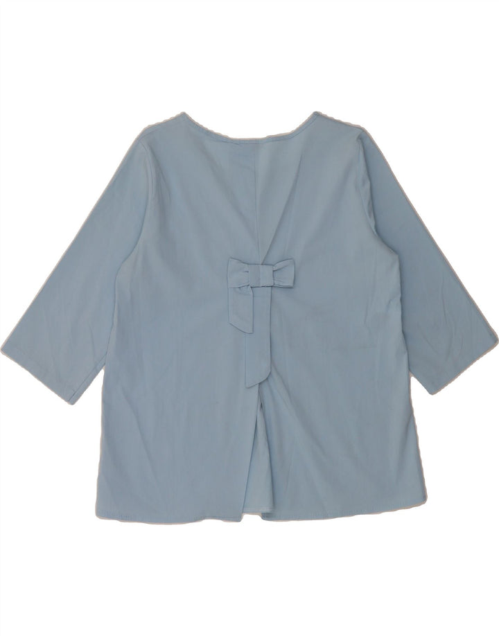 VINTAGE Womens 3/4 Sleeve Blouse Top UK 14 Medium Blue Cotton Vintage Vintage and Second-Hand Vintage from Messina Hembry 