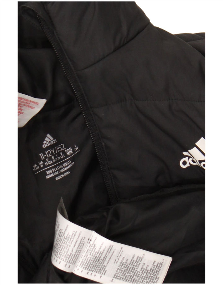 Adidas Chłopięca Wyściełana Kurtka Z Kapturem 11-12 Lat Czarny Poliester