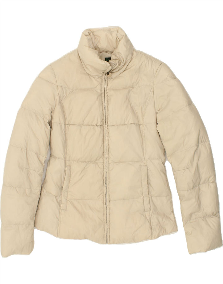 BENETTON Womens Crop Padded Jacket IT 44 Medium Beige Polyamide Vintage Benetton and Second-Hand Benetton from Messina Hembry 