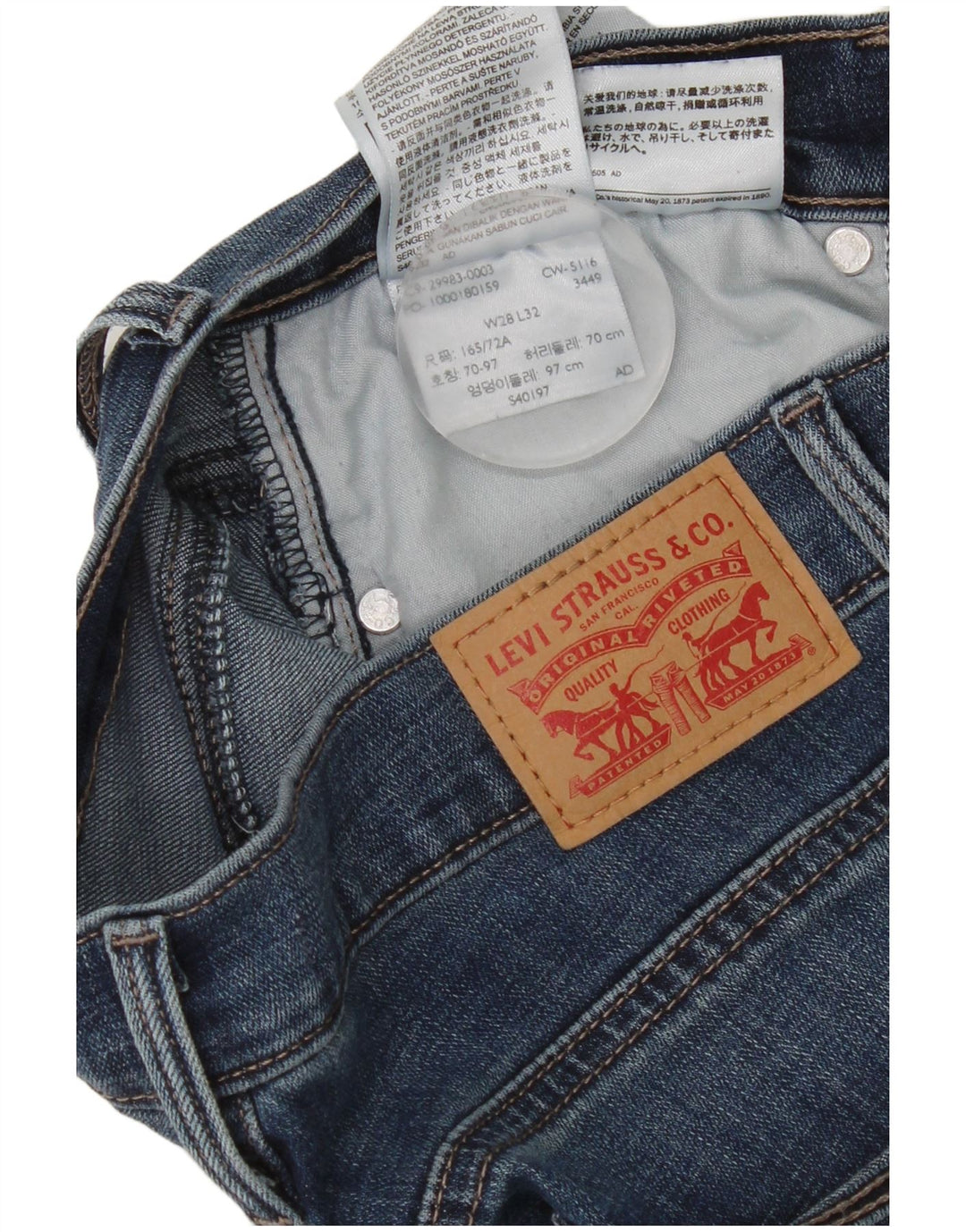 Damskie jeansy wyszczuplające Levi's W28 L28 Granatowa bawełna
