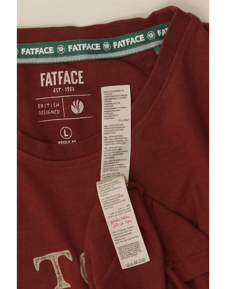 Męska koszulka z grafiką FAT FACE o regularnym kroju, duża, czerwona, bawełniana
