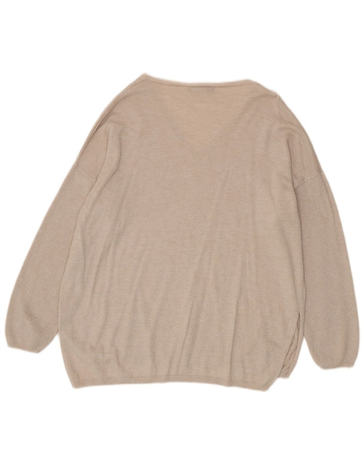 Marks & Spencer Damski sweter oversize z dekoltem w kształcie litery V, UK 14, duży beżowy