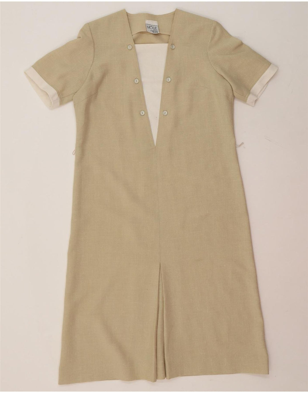 VINTAGE Womens Shift Dress UK 14 Medium Beige Colourblock Vintage Vintage and Second-Hand Vintage from Messina Hembry 