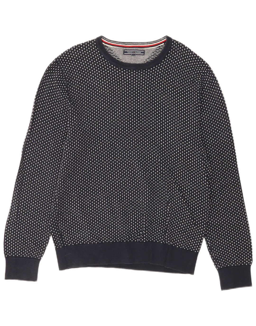 Męski sweter z wycięciem pod szyją Tommy Hilfiger, średni granatowy w cętki