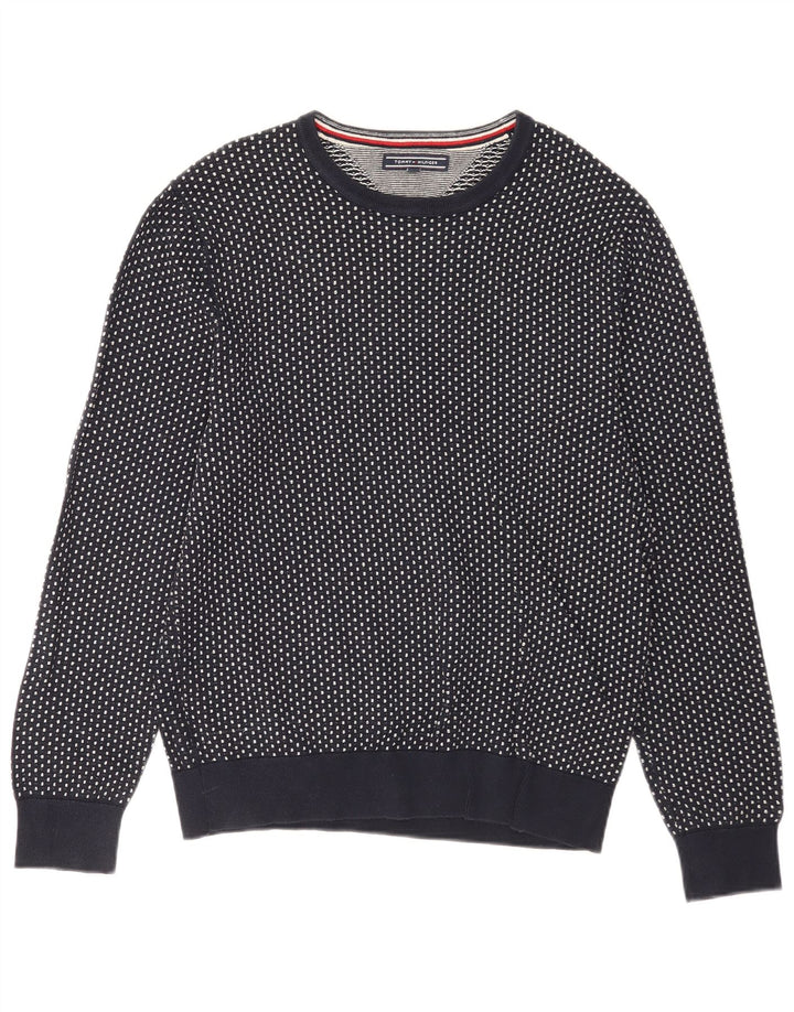 Męski sweter z wycięciem pod szyją Tommy Hilfiger, średni granatowy w cętki
