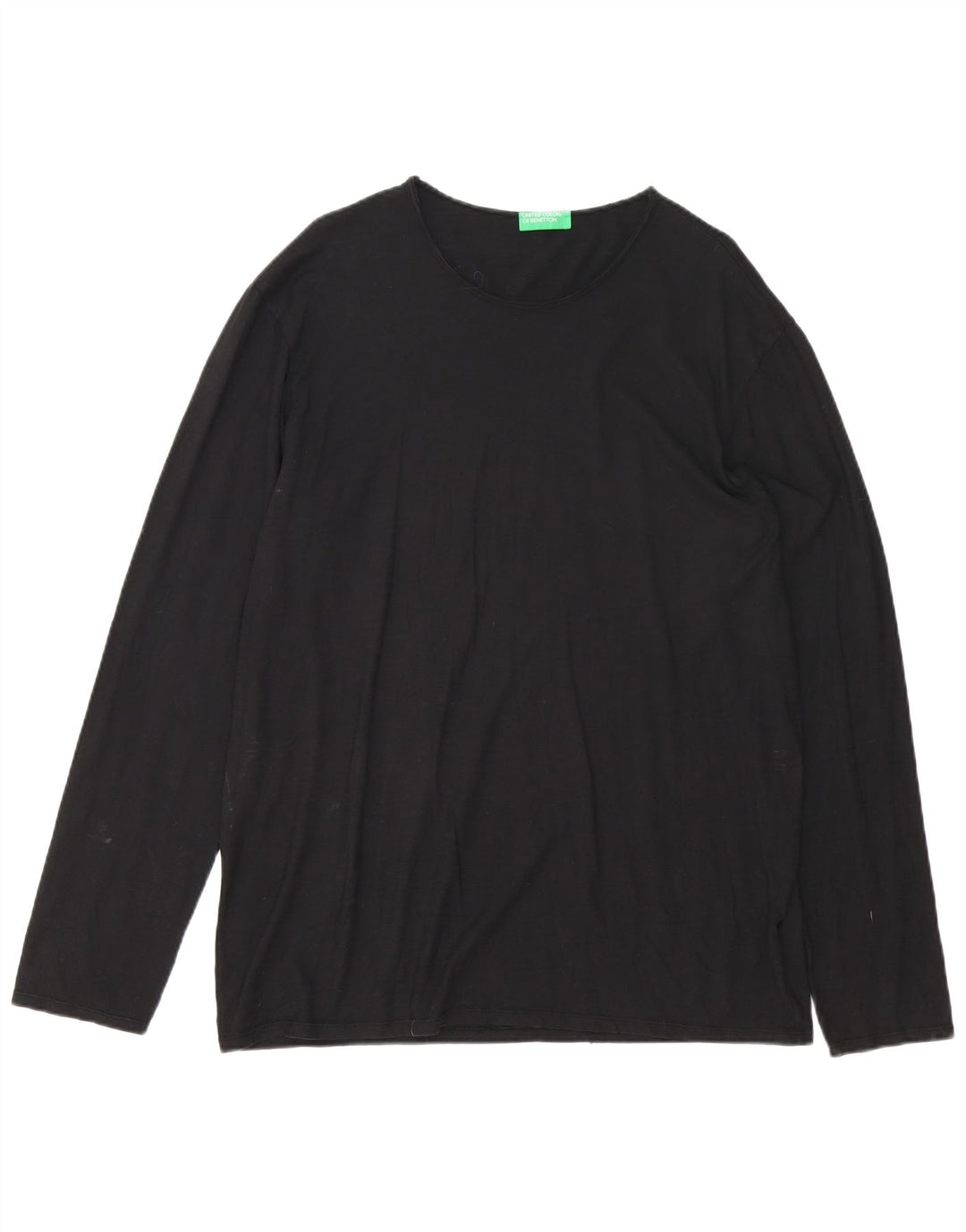 Męski top Benetton z długim rękawem, duży, czarny, bawełniany