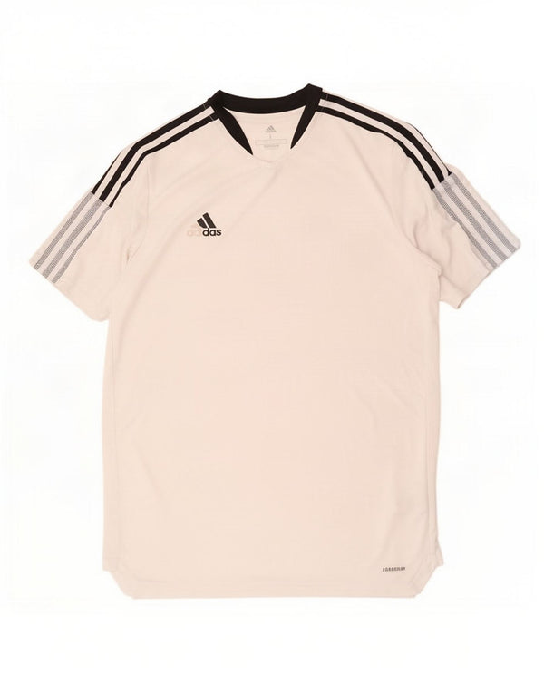 Męska koszulka Adidas Aeroready Top, duża, biała, poliestrowa z blokami kolorów