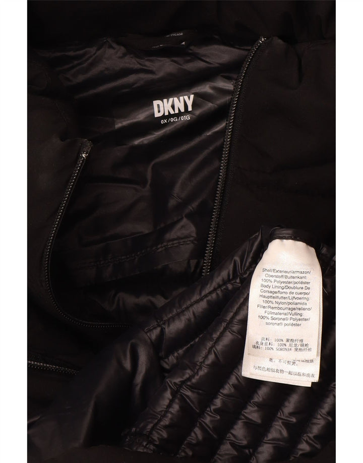 Dkny damski płaszcz z kapturem i kapturem w dużych rozmiarach, UK 18 XL, czarny poliester