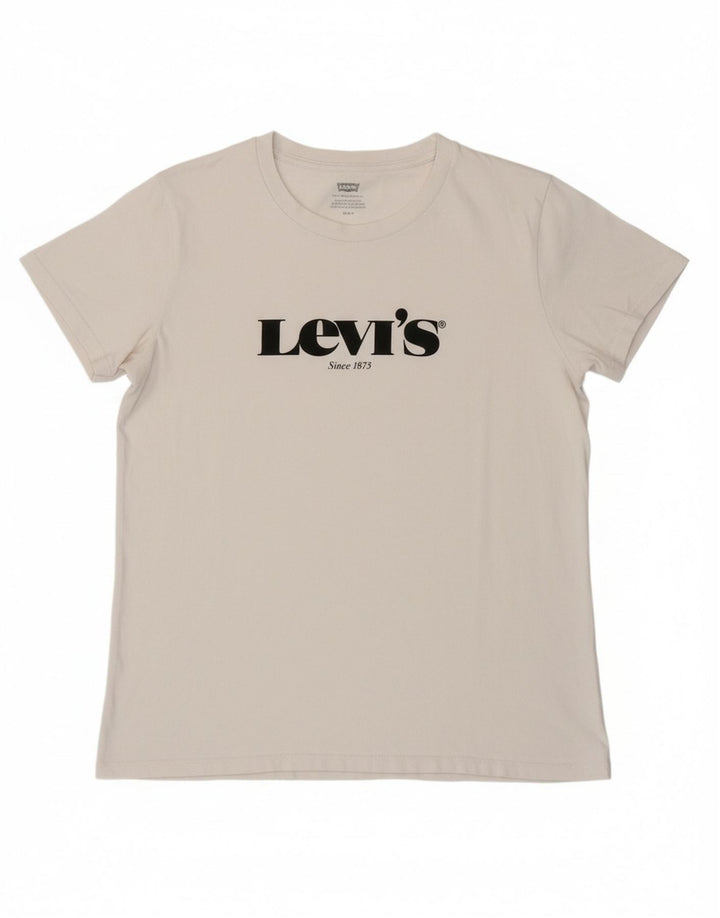 LEVI'S Womens Graphic T-Shirt Top UK 12 Medium White
