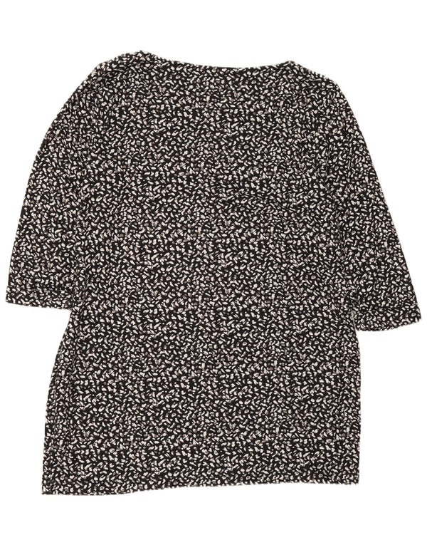 Marks & Spencer Damska tunika z rękawem 3/4, UK 18 XL, czarna, z nadrukiem zwierzęcym