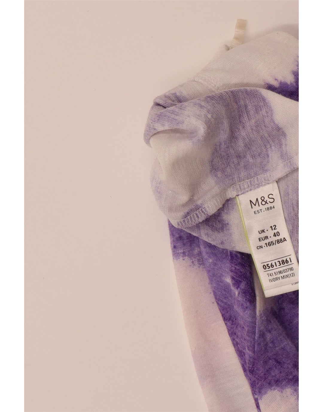 MARKS & SPENCER Womens Top Long Sleeve UK 12 Medium Purple Tie Dye