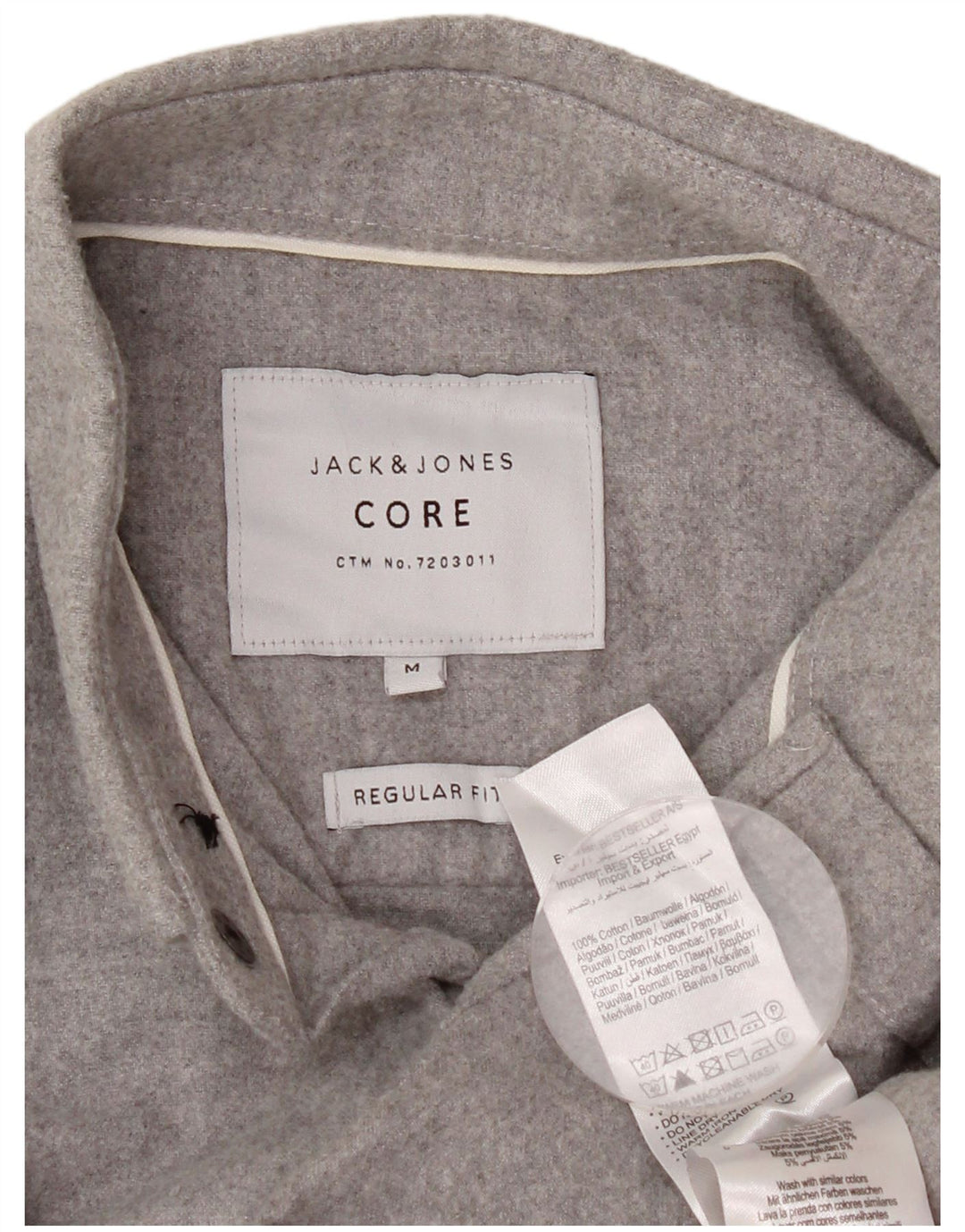 Męska koszula flanelowa JACK & JONES o regularnym kroju, średnioszara, bawełniana