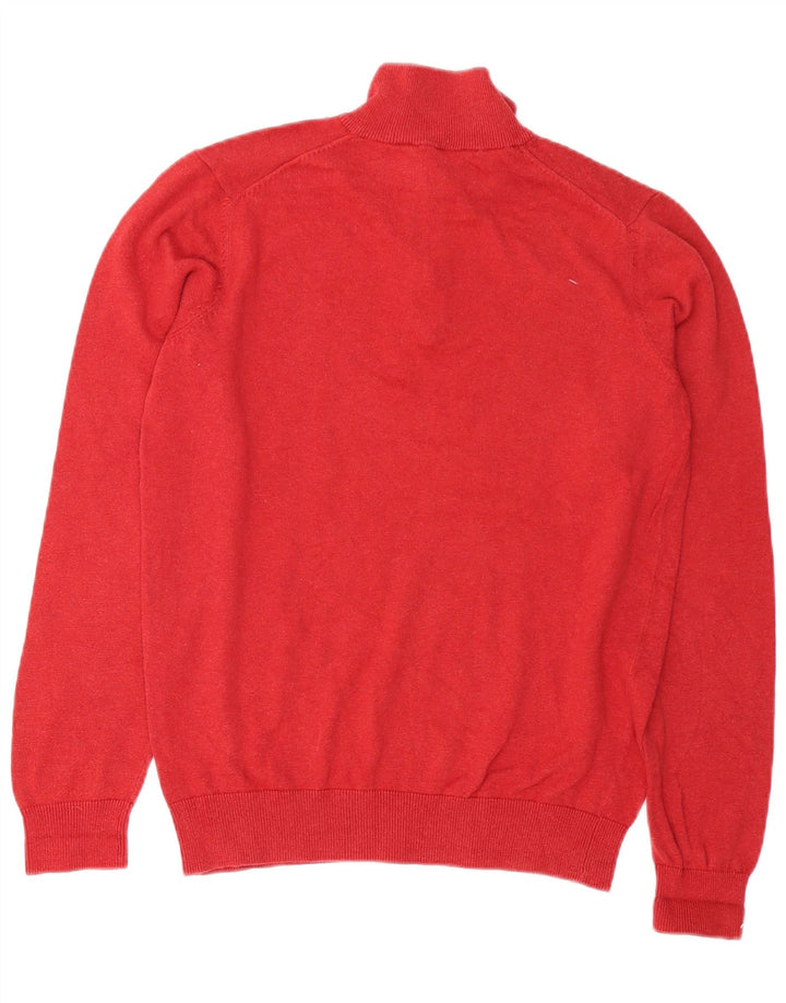 Crew Clothing Męski sweter z zamkiem błyskawicznym, średnioczerwony, bawełniany