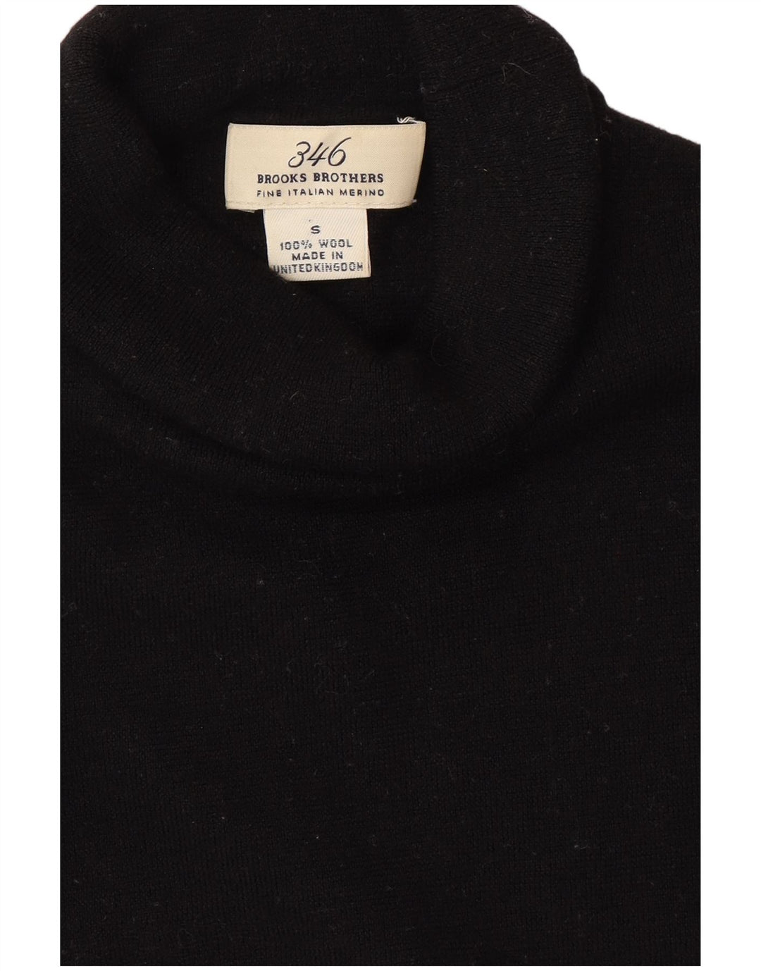 BROOKS BROTHERS Damski sweter 346 z wywijanym dekoltem, UK 8, mała czarna wełna