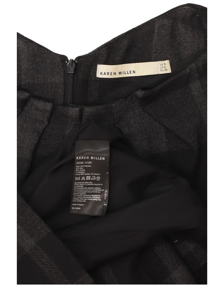Karen Millen Damska sukienka płaszczowa UK 8, mała, czarna, poliestrowa kratka