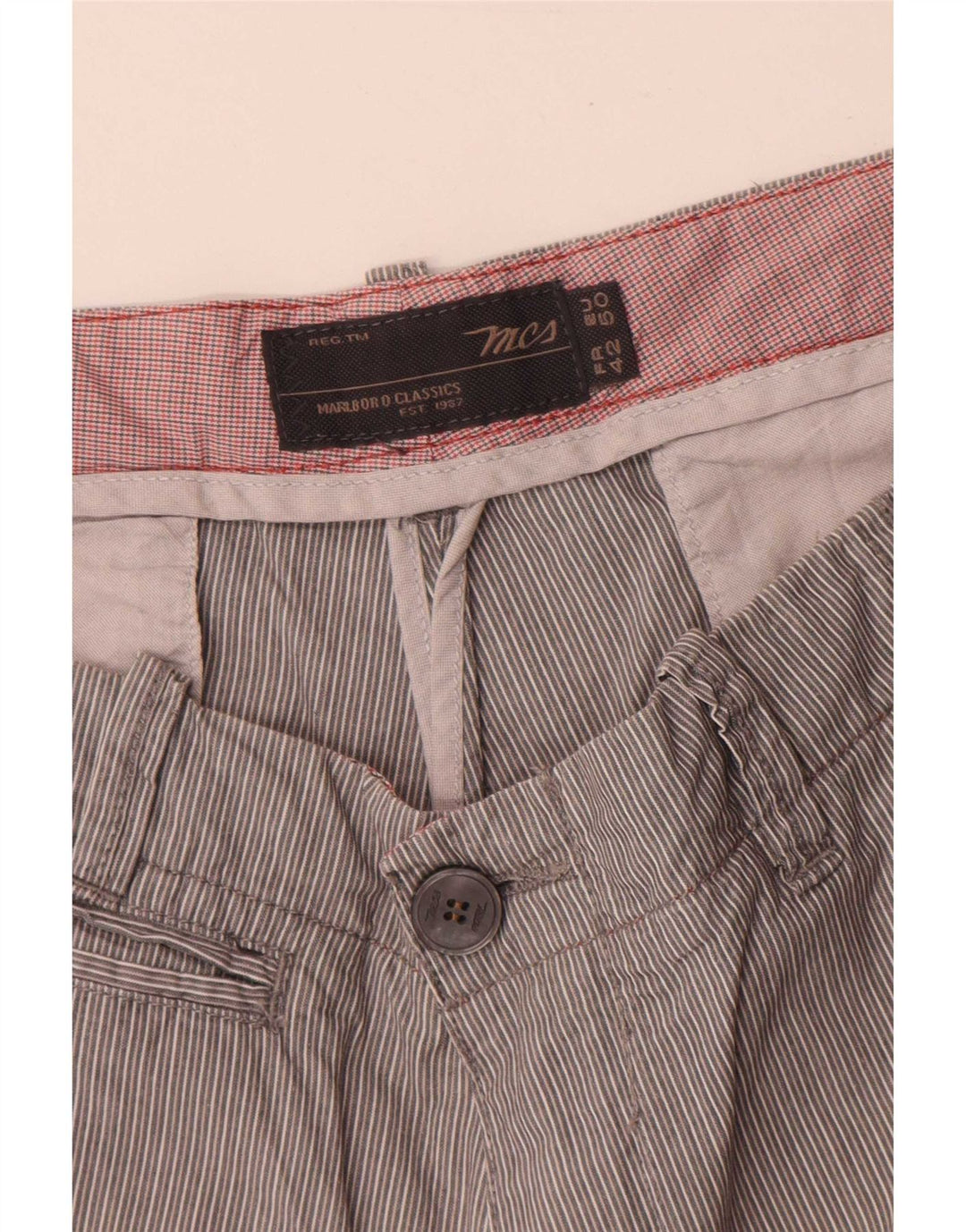 Męskie spodenki Chino Marlboro Classics EU 50 Large W34 Szare prążki