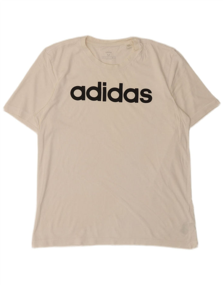 Męska koszulka z grafiką Adidas, średnia, biała bawełna