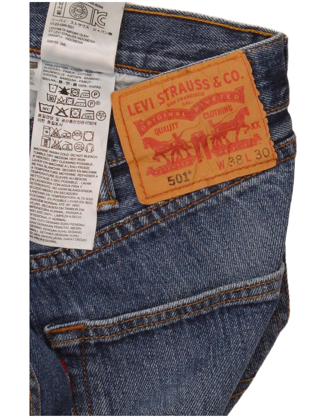 Męskie jeansy Levi's 501 Straight W38 L30 Niebieskie bawełniane