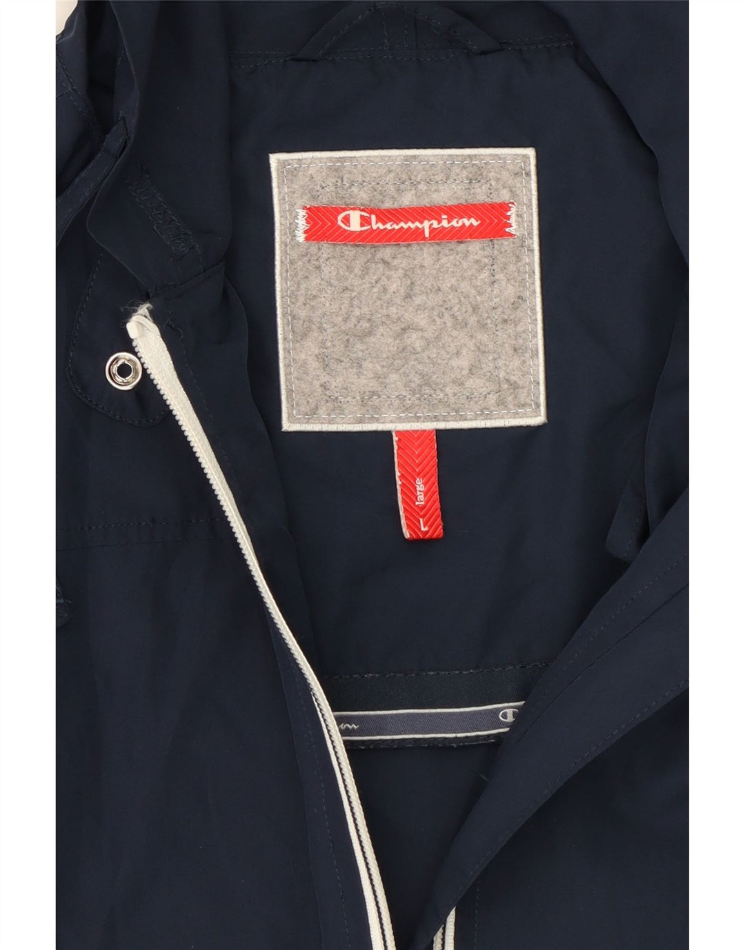 CHAMPION Womens Hooded Windbreaker Jacket UK 16 Large Navy Blue Vintage Champion and Second-Hand Champion from Messina Hembry 
