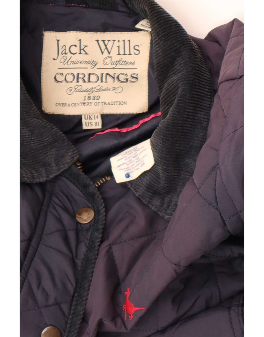 Damska pikowana kurtka Jack Wills UK 14, duża, granatowa, nylonowa