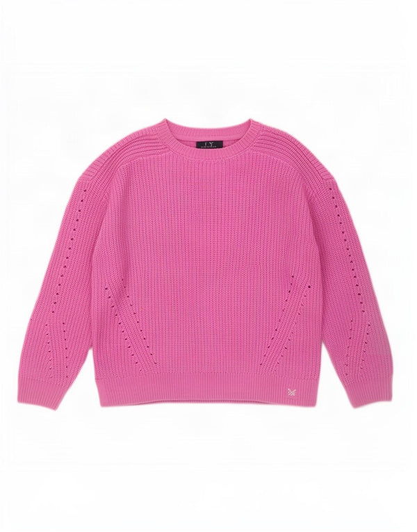 Crew Clothing Damski sweter z dekoltem w łódkę UK 14, duży, różowy, akrylowy