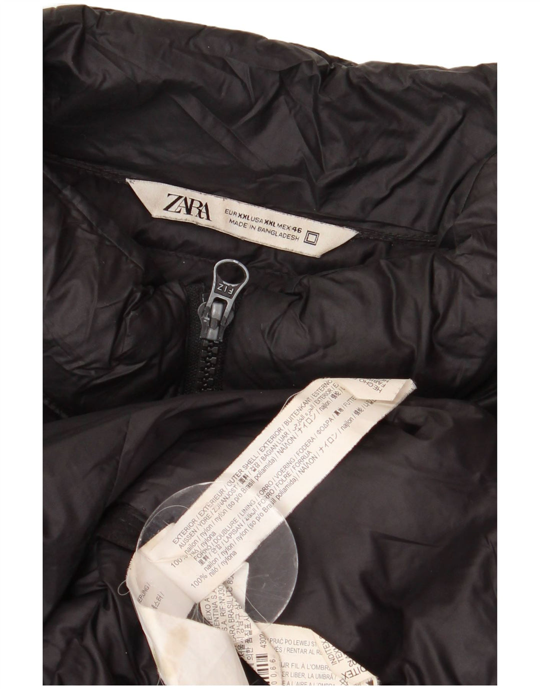 Męska ocieplana kurtka ZARA UK 44 2XL Czarny nylon