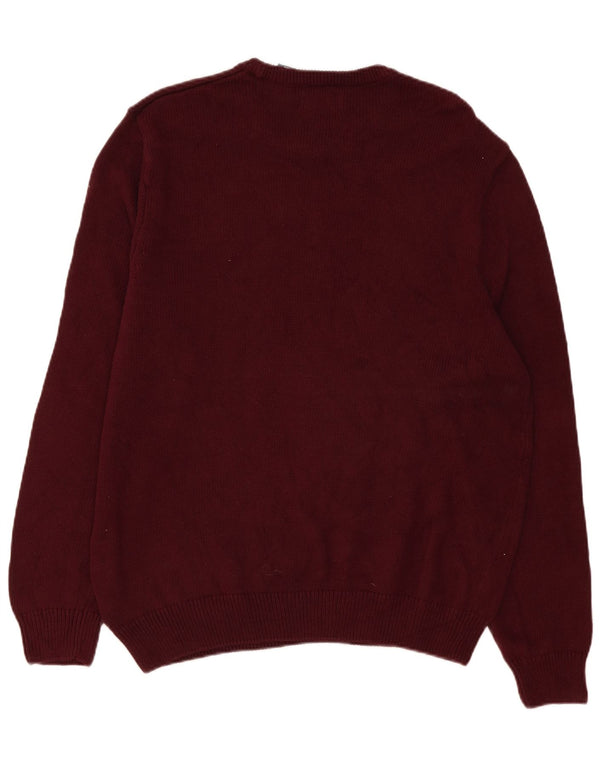 Męski sweter z okrągłym dekoltem Chaps XL, bordowa bawełna