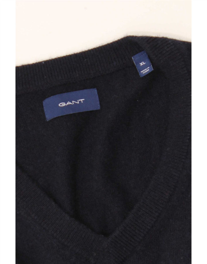 Męski sweter Gant z dekoltem w kształcie litery V, XL, granatowy