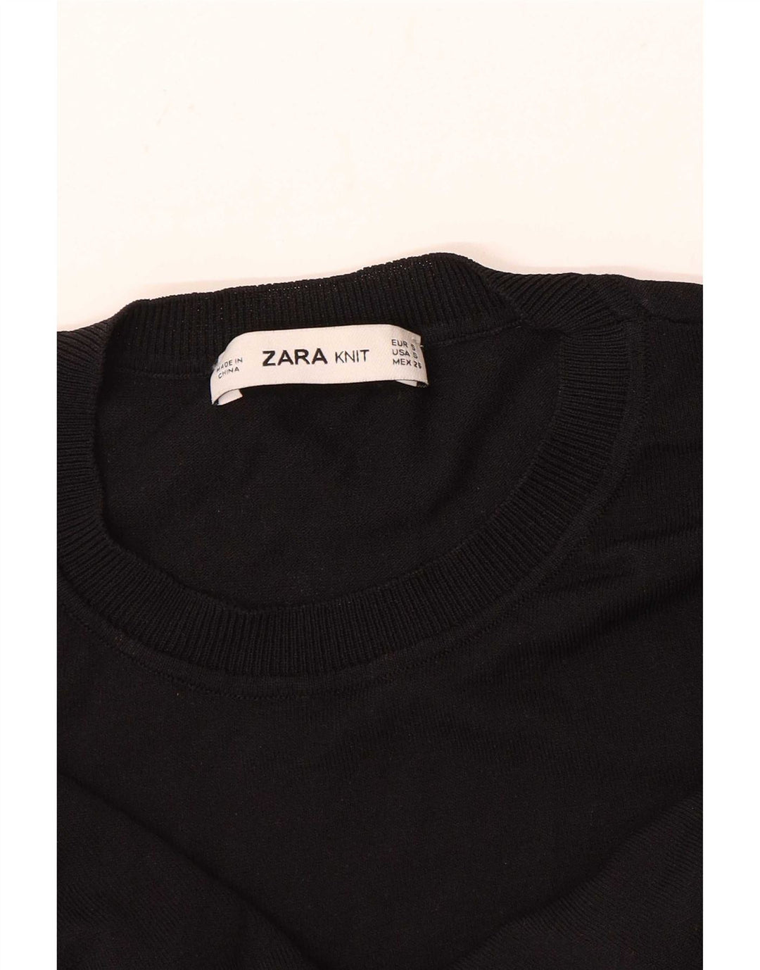 Sweter damski Zara z okrągłym dekoltem UK 10, mały, czarny